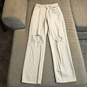 Pacsun 90's Boyfriend Light Gray Denim Distressed Destroyed Denim Jeans 27